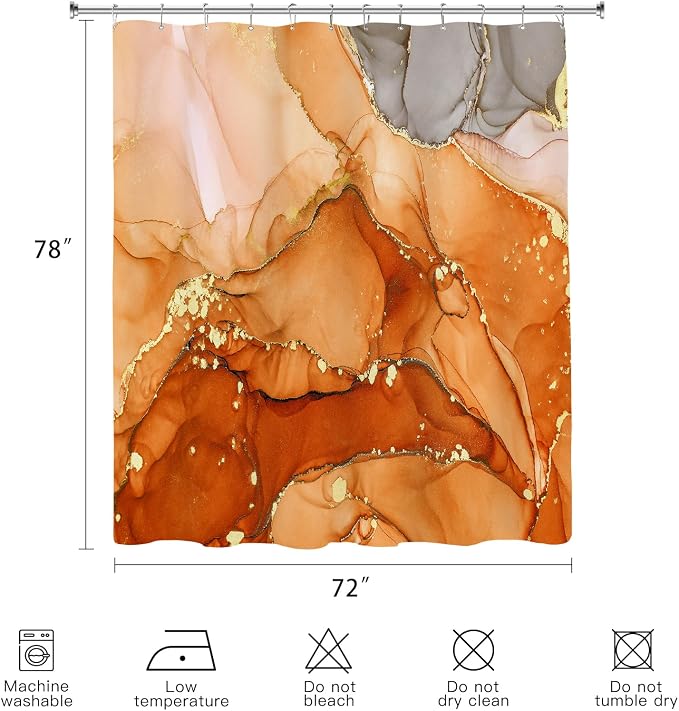 Long Shower Curtain 72 x 78 Inch, Tall Abstract Marble Shower Curtains - Image 6