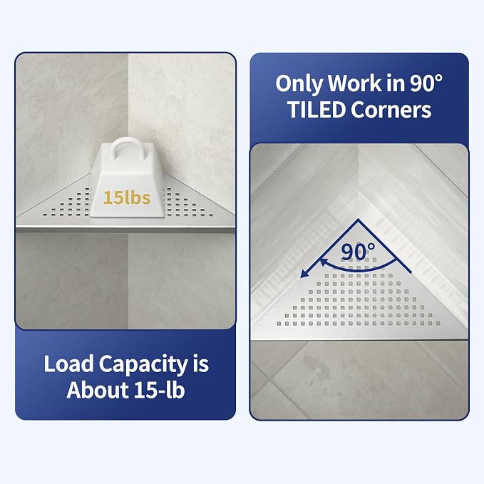 Corner Shower Shelf 2 Pack, 304 Stainless Steel Grout in Shelves - Image 2