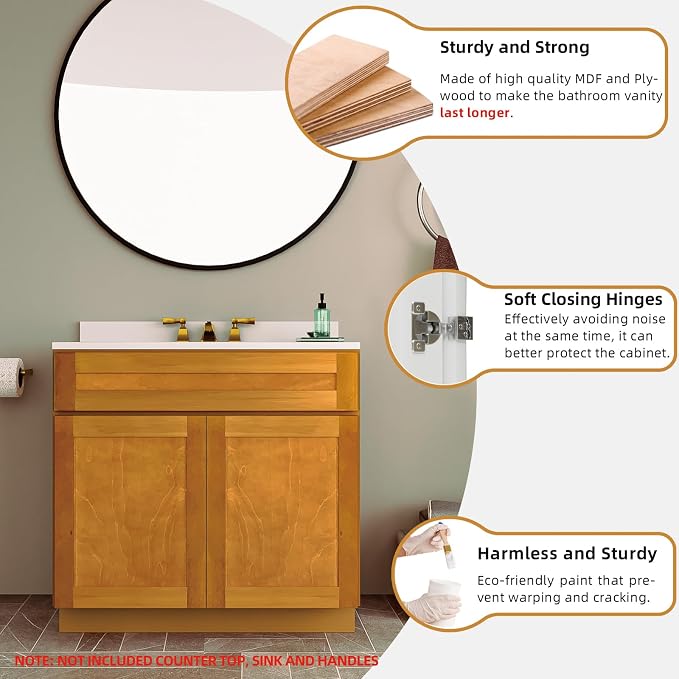 KitchenMan 30 Inch Bathroom Vanity Without Sink and Top Unassembled Bathroom - Image 4