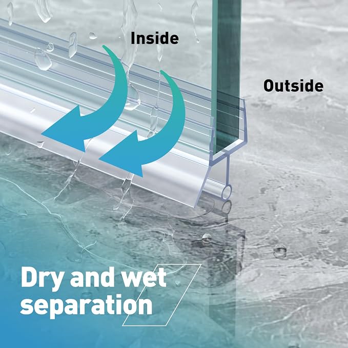 Shower Door Bottom Seal, Frameless Glass Seal Strip to Seal 11mm Gap, Stop - Image 4