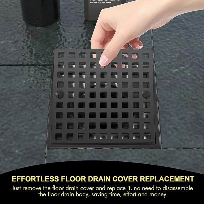 2PC 3-7/8" Matte Black Shower Drain Cover - Image 6