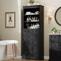 Vabches Farmhouse Bathroom Cabinet, Adjustable Shelves & Doors, 3 Tier Wood by Vabches