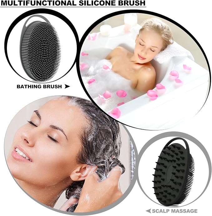 2 Pack Silicone Body Scrubber, Loofah Double-Sided Body Brush, Shower Scrubber - Image 3