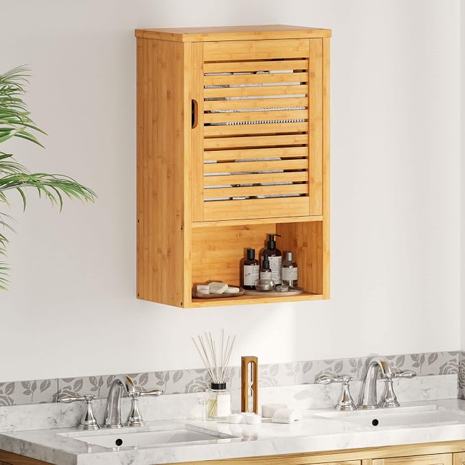 VIAGDO Bathroom Wall Cabinet, Wooden Medicine Cabinet - Image 2