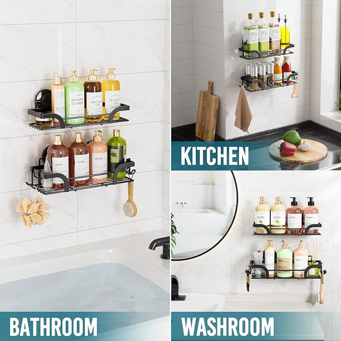 TAILI Shower Caddy Suction Cup 2 Pack, Heavy Duty Bathroom Basket, Bath Shelves - Image 6