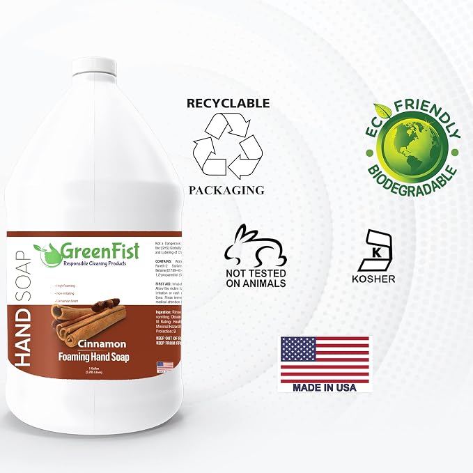 GreenFist Foaming Hand Soap Refills Cinnamon Scent Jug Foam Refill Made in USA - Image 7