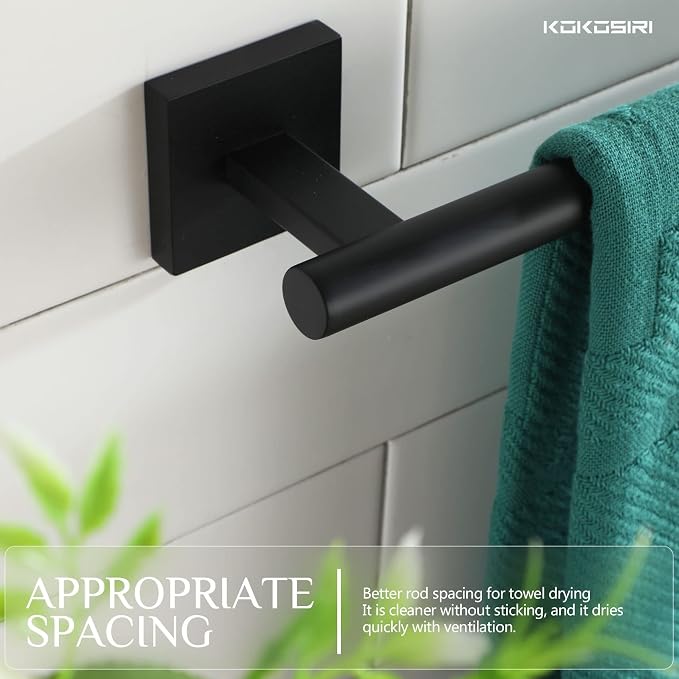 KOKOSIRI Towel Rails Bathroom Towel Bars Matte Black 24 Inch Bath Towel Holder - Image 5