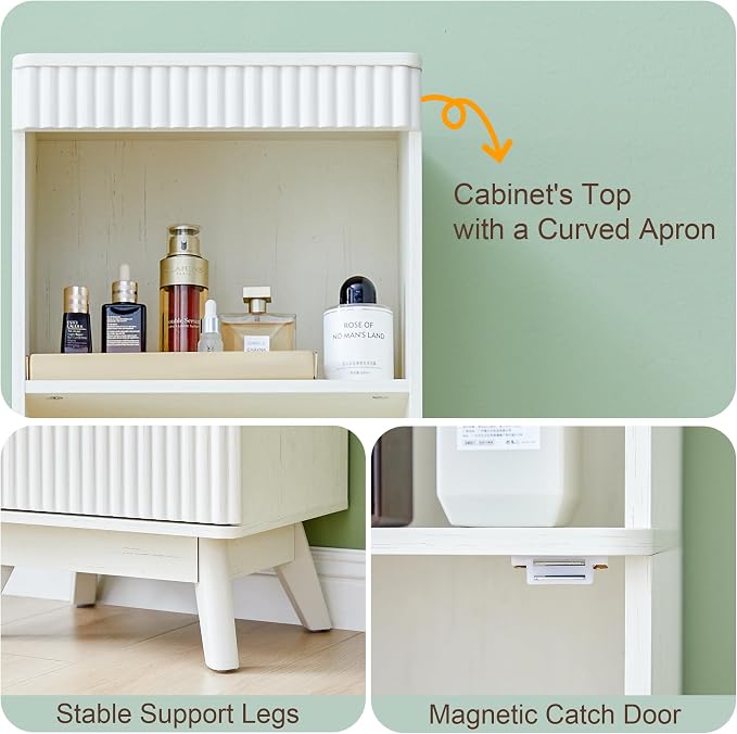 68" Tall Bathroom Storage Cabinet, Narrow Fluted Tower Cabinet - Image 6