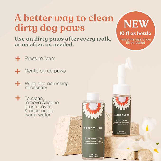 Dandylion Clean Paws No-Rinse Foaming Cleanser Refill – Gentle, Fragrance-Free - Image 2