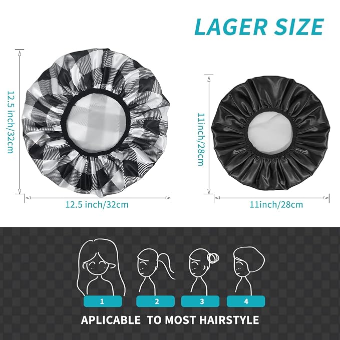 Aquior Shower Cap, Premium Soft Silky Satin Reusable Hair Cap - Image 4