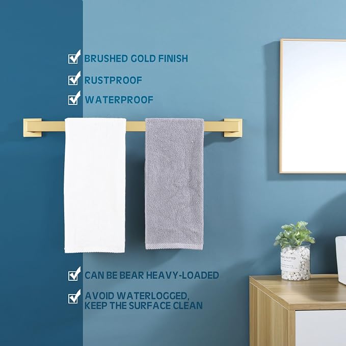 KOKOSIRI 24-Inch Single Towel Bar, Bathroom Kitchen Towel Holder, Wall Mounted - Image 7