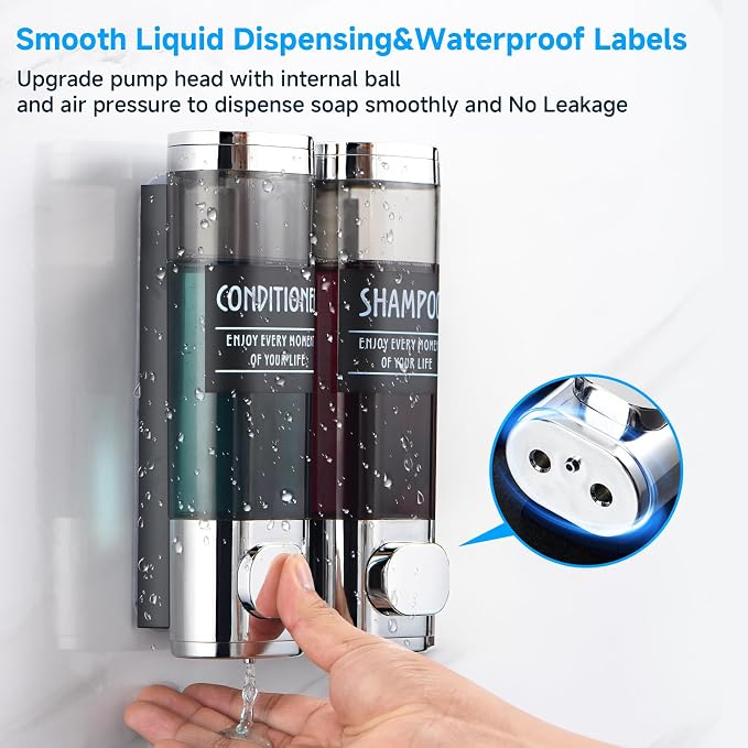 Shampoo and Conditioner Dispenser, GlintGath Shower Dispenser 2 Chamber No - Image 4