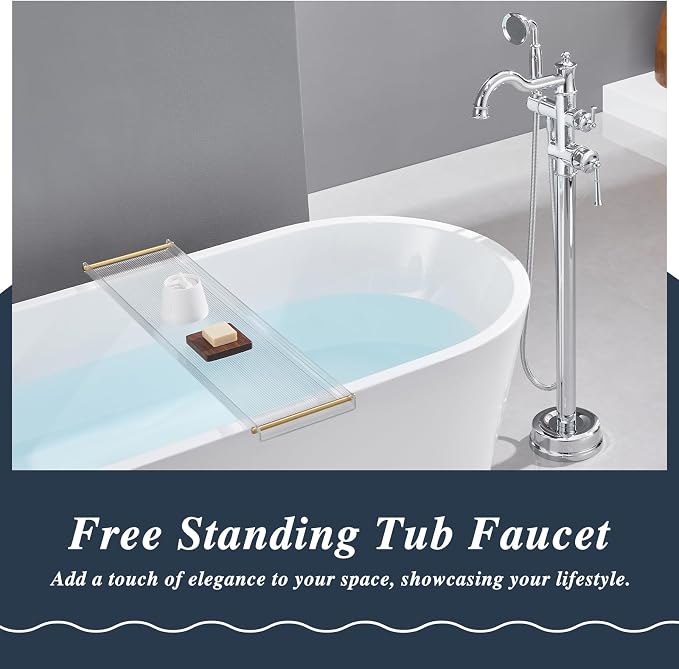 Free Standing Tub Faucet, Qinkell Classic Elegant Gooseneck Freestanding - Image 2