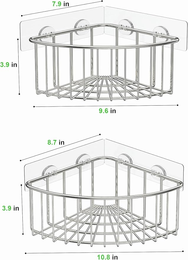 SMARTAKE 2-Pack Corner Shower Caddy Deep Basket Design, SUS304 Stainless Steel - Image 5