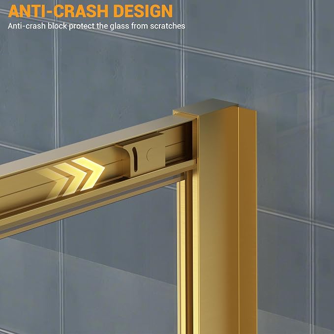 Bathroom Shower Glass Door 57.4"-59" W×76" H, Single Sliding Shower Door - Image 5