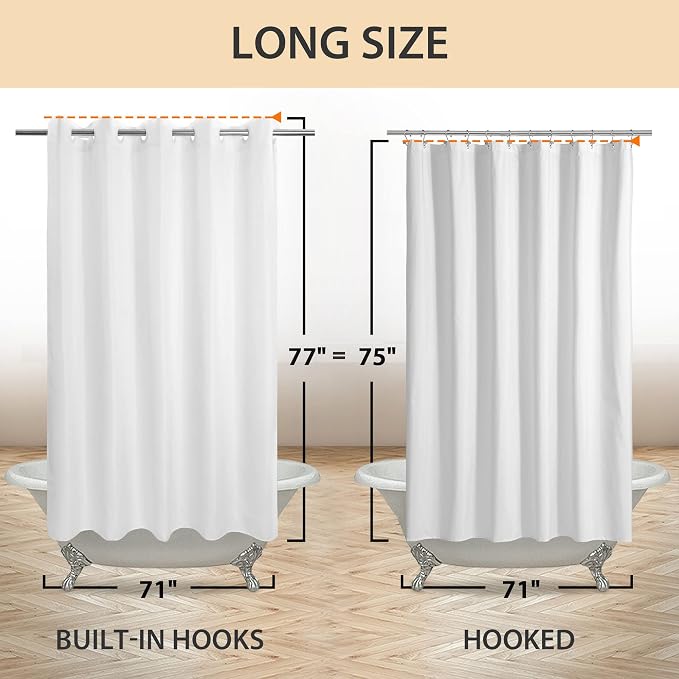 River Dream No Hook Long Shower Curtain or Liner Soft Microfiber - Image 6