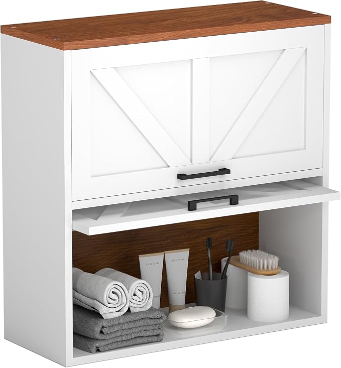 HollyHOME Bathroom Wall Cabinet, Farmhouse Barn Door Wood Medicine Cabinet by HollyHOME