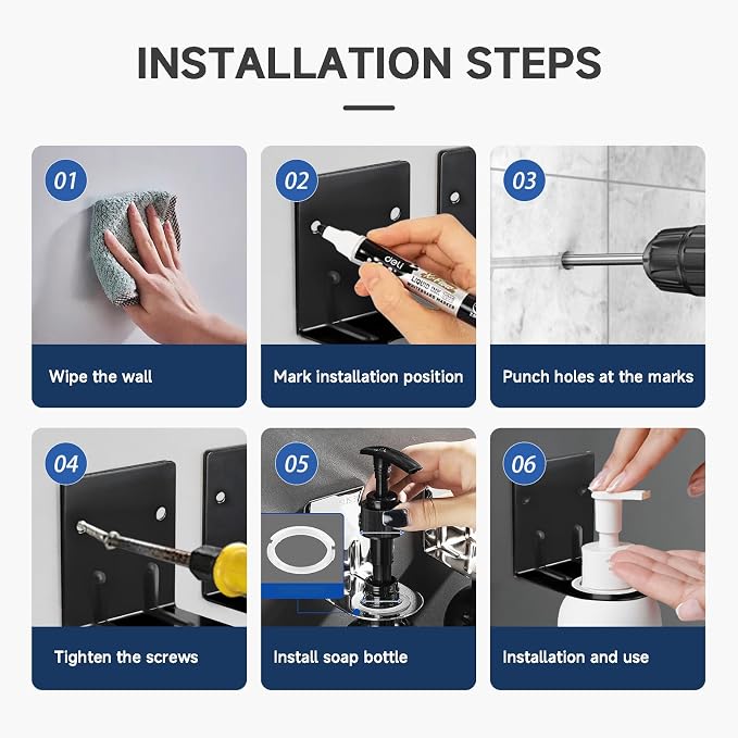 4Pcs Shampoo Bottle Dispenser Holder Wall Mount Bottle Holder Hand - Image 6