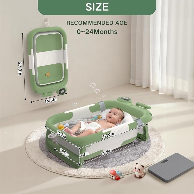 Collapsible Baby Bathtub for Newborn to Toddler, Portable Baby Bath Tub for - Image 2