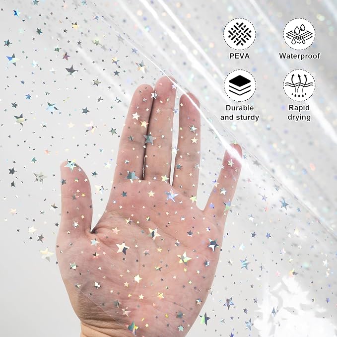 PEVA Shower Curtain, 72 x 72 Water Repellent Premium Bathroom Shower Curtain - Image 2