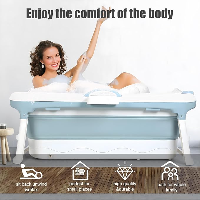Portable Tub for Adults, Large Collapsible Foldable Bathtub 56in Length - Image 3