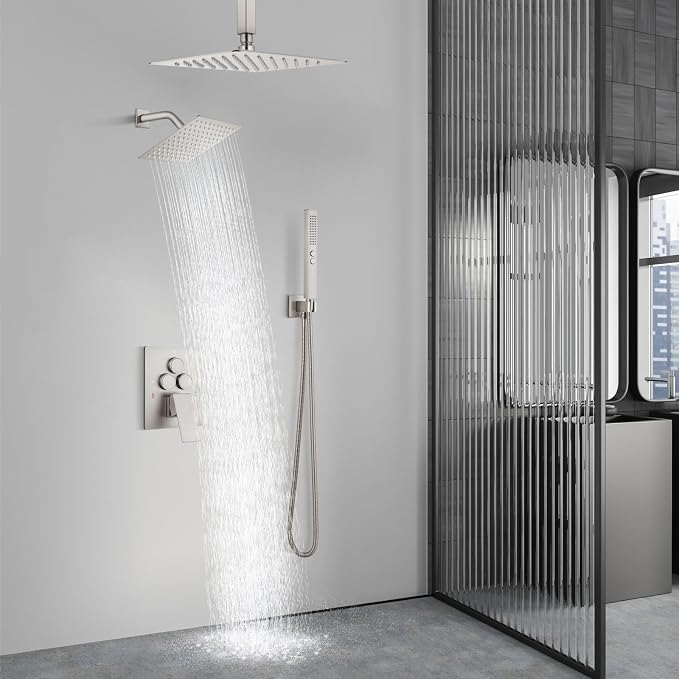 Aolemi Shower Faucet Set Ceiling Mount Shower System Rough-in Valve and Shower - Image 8