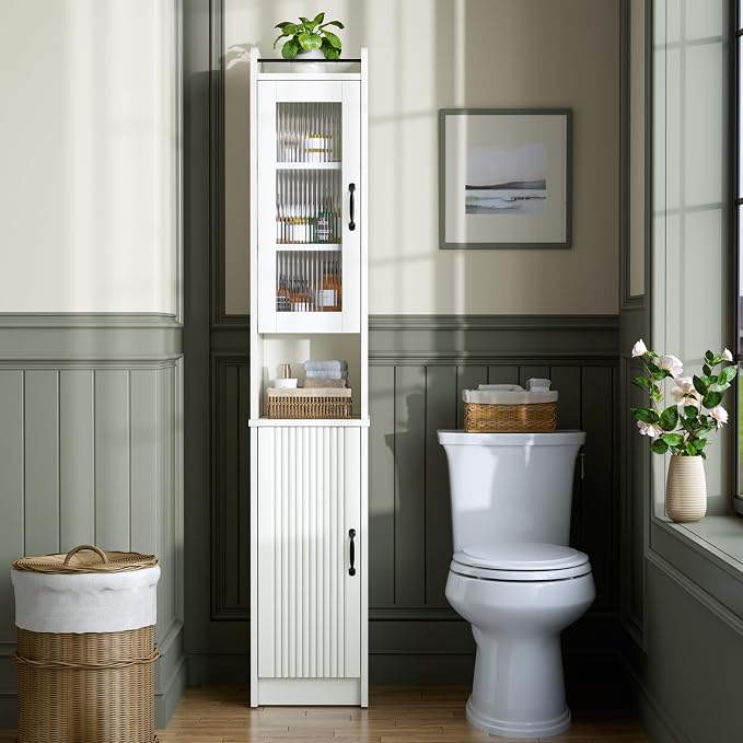 71'' Tall Storage Cabinet, Slim Bathroom Oragnizer, Freestanding Narrow Floor - Image 5