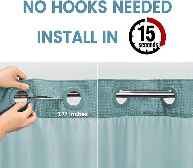 Teal Stall No Hook Shower Curtain - Image 3