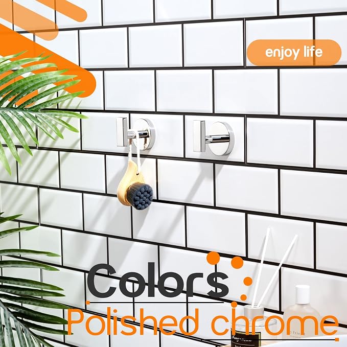 Robe Hook Polished Chrome Bath Towel Hooks Stainless Steel Wall Hooks - Image 6