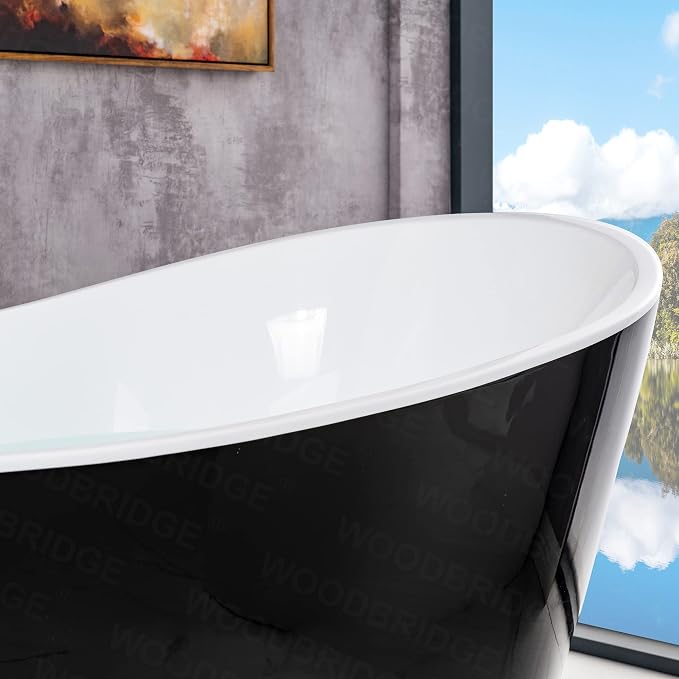 WOODBRIDGE 67" Acrylic Freestanding Bathtub Contemporary Soaking Tub - Image 10