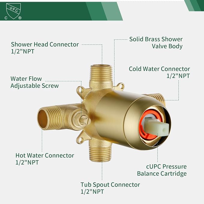 L829-3 Brushed Gold Shower Faucet Set - Image 5