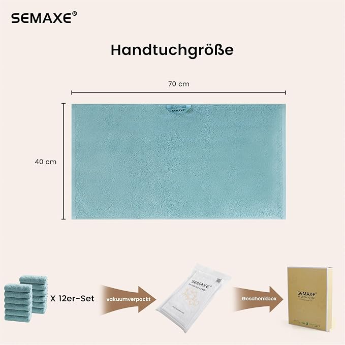 SEMAXE 12 Pack Hand Towels for Bathroom, 100% Cotton Towels - Image 2