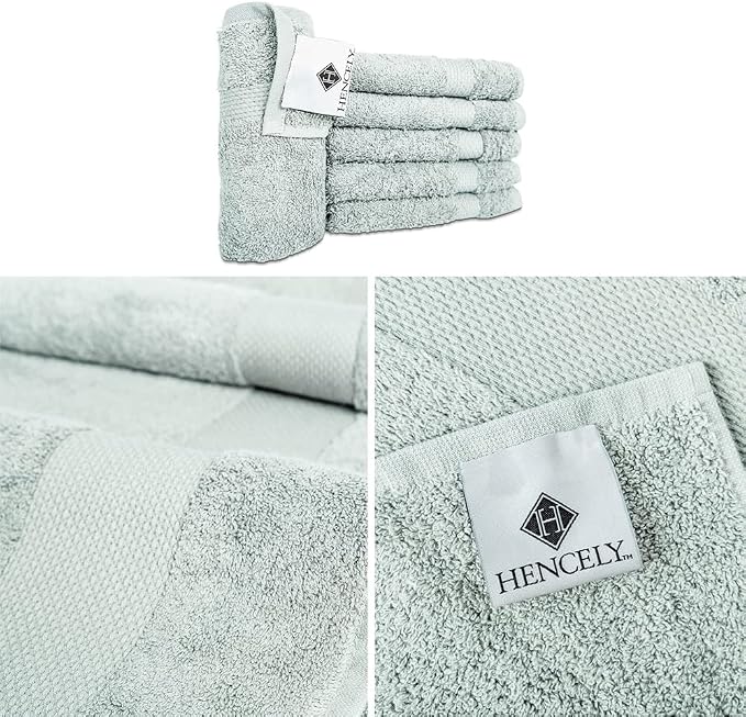 Hencely Premium 6-Pack Washcloths 12x12 Inches Soft Turkish Cotton High - Image 3