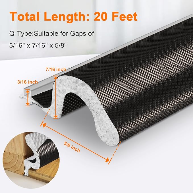 Storystore Door Weather Stripping 20 FT, Foam Kerf Weather Stripping Door Seal - Image 3