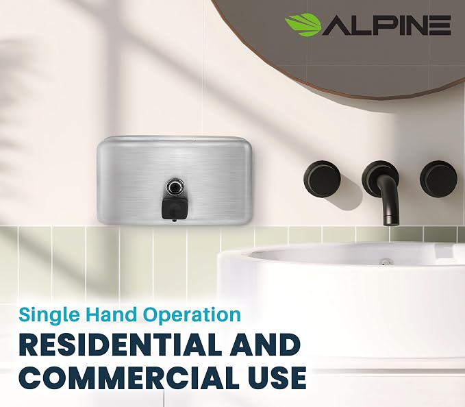 Alpine Commercial Wall-Mounted Soap Dispenser – Stainless Steel, Manual Pump - Image 8