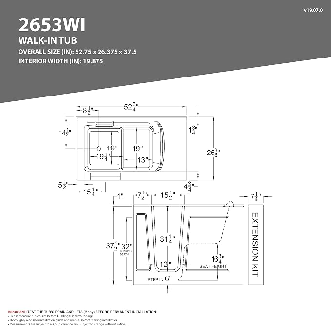 ANZZI Walk In Tub 53'' x 26'' in White, Easy Access, Quick Fill Faucet - Image 5
