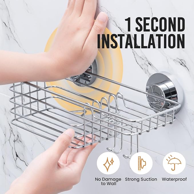 LEVERLOC Shower Caddy Suction Cup, 2 Pack Heavy Duty Bathroom Organizer - Image 3
