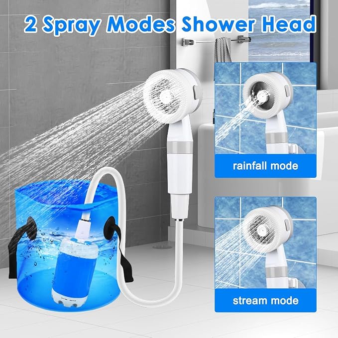 Portable Camping Shower Pump -Rechargeable Outdoor Shower Head Sprayer - Image 3