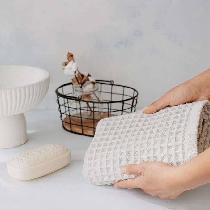 sea me at home Waffle Hand Towel – 100% Turkish Cotton, Soft and Absorbent - Image 3