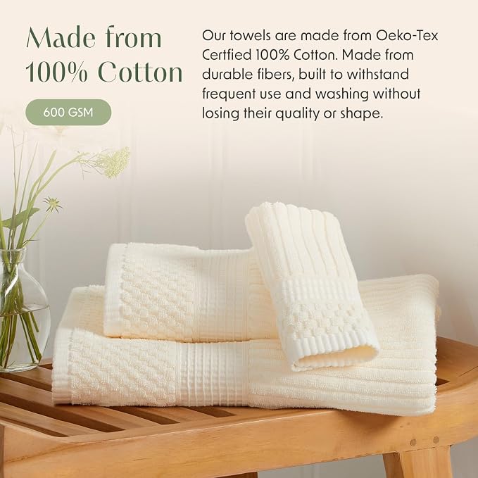 Springtree Home 100% Cotton Bath Towel Set of 4 | Super Soft & Absorbent - Image 7
