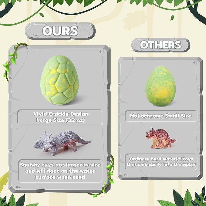 Bath Bombs with Surprise Dinosaur Toys Inside, 12 Pack Organic and Natural - Image 3