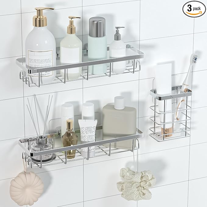 Shower Caddy Organizer with Hooks, Self Adhesive Bathroom Shelves, Shower by Unknown