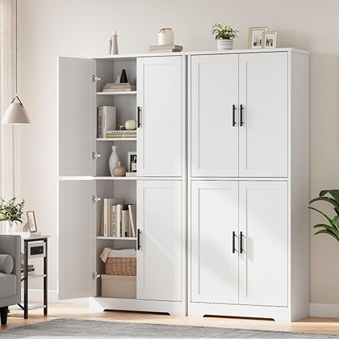 IDEALHOUSE Pantry Cabinet, Freestanding Cupboard, Modern Storage Cabinet - Image 7