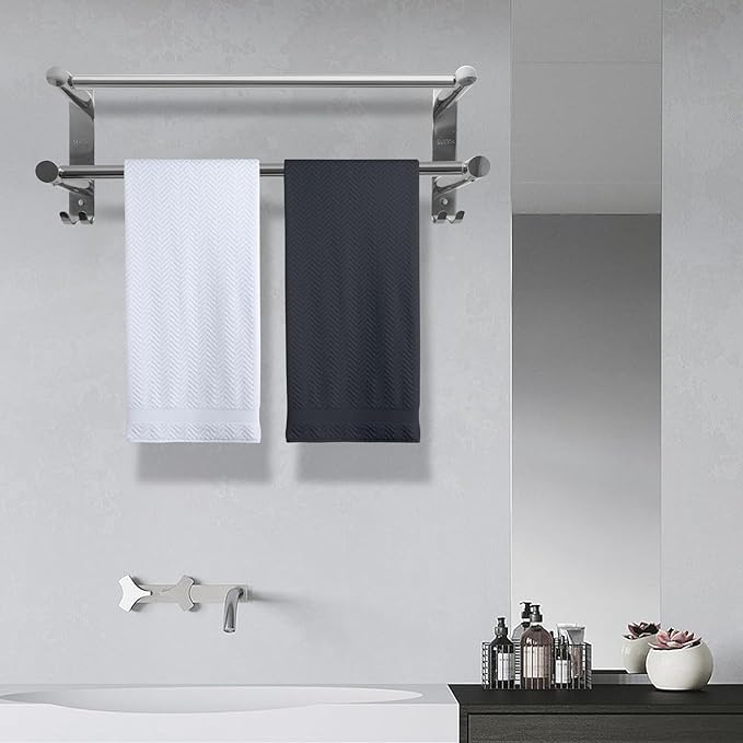 Double Towel Bar, Stainless Steel Adjustable 16 to 28In Double Towel Racks - Image 4