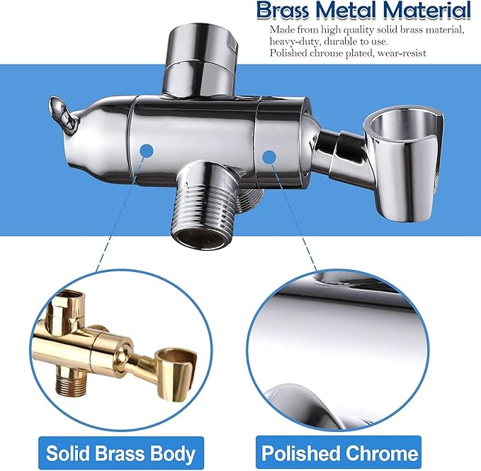 Shower Arm Diverter with Handshower Mount, G1/2 Brass Shower Diverter Valve - Image 3