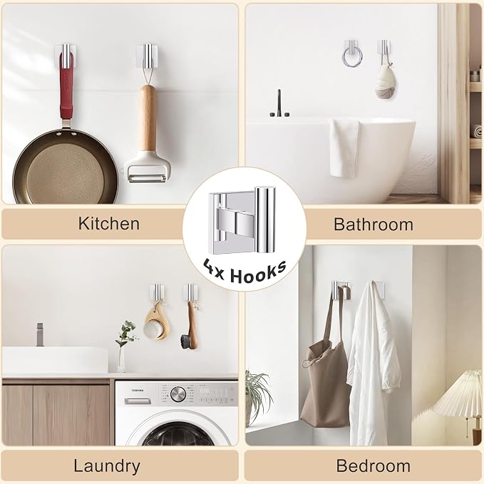 10 Pieces Polished Chrome Towel Bar Set, 23.6 Inch Bathroom Accessories Set - Image 5