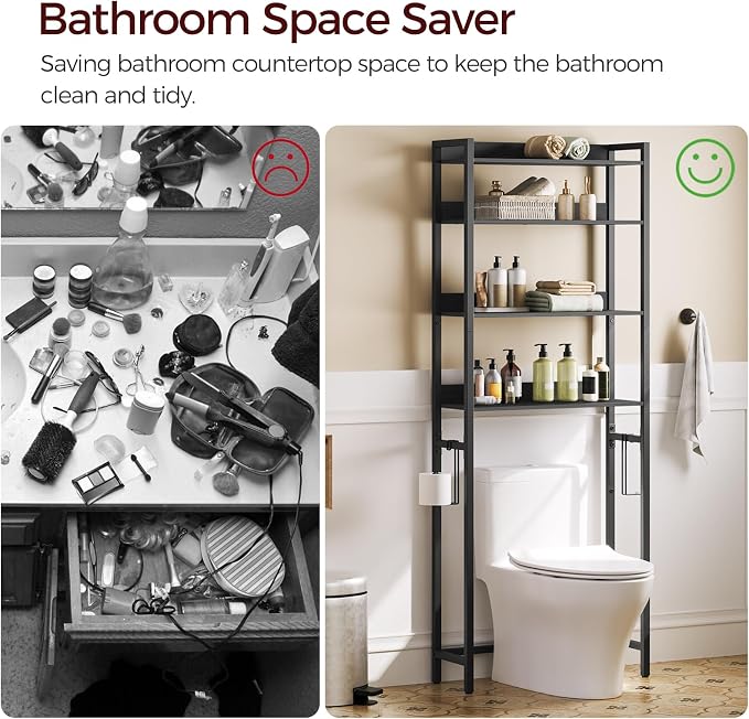 Over The Toilet Storage Rack, 4 Tier Bathroom Organizer Over Toilet, - Image 5