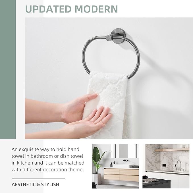 Angle Simple Swivel Towel Ring for Bathroom, SUS304 Stainless Steel Oval Hand - Image 5