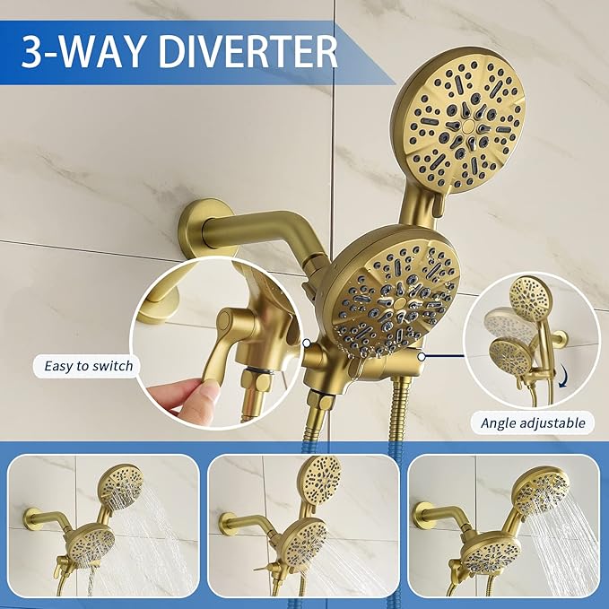 Dual Shower Faucet Set with Valve High Pressure Dual 2 in 1 Shower Combo Set - Image 3