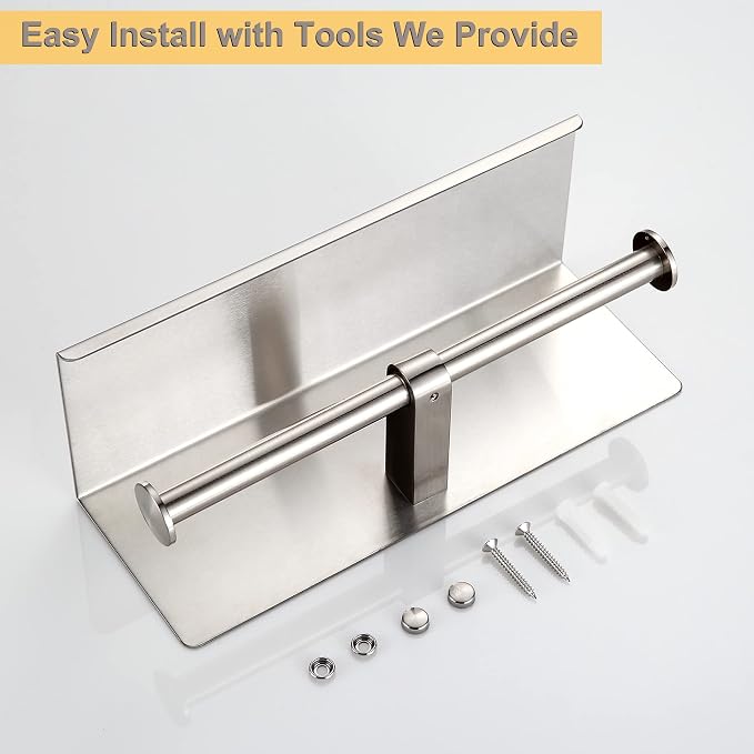 BGL Toilet Paper Holder with Shelf Brushed Nickel Double Head Toilet Tissue - Image 6